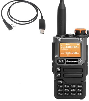 QUANSHENG UVK5(8) AM/FM/DTMF Walkie-Talkie 200 Kanal Band Ham 5W Tragbares Zwei-Wege-Funkgerät mit FM - LCD Display VOX Replication Frequency W/USB Programmierkabel (1pc)