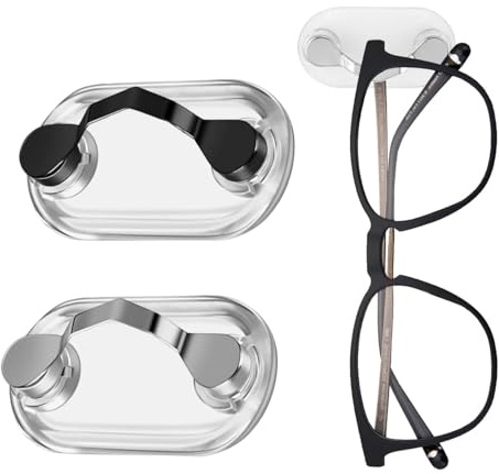 QHFlashbuy Porte-Lunettes Magnétique,2 Pièces Support Magnétique pour Lunettes,Acier Inoxydable Support de Lunettes pour Objets Fixes,Lunettes,Badges,Cartes D'Identité