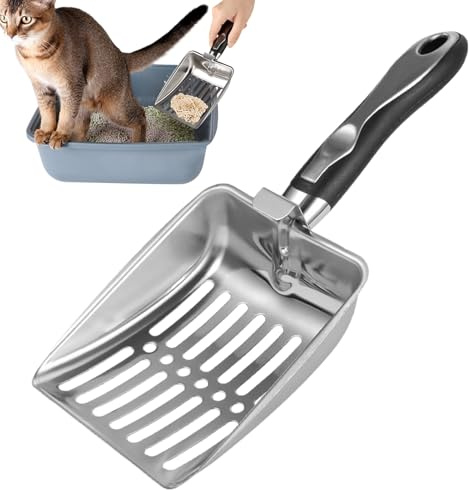 Kattströskopa - kattströspade i | Ergonomisk halkfri kattpoop skopa | Kattavföring i rostfritt stål för hund, cha
