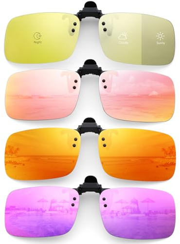 Hifot Clip Solaire 4 pièce, Clip Lunettes de Soleil Polarisées, surlunettes de Soleil pour Hommes Femmes pour la Conduite et Les Activités de Plein air