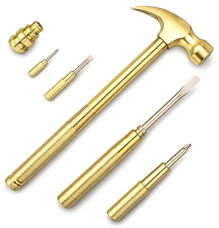 6 In 1 Mini Hammer & Screwdriver Set, Small Hammer Portable Multitool Hammers with Flat Head Phillips Screwdriver and Claw-Hammer Tackle Basic Household Tasks Gifts For Women