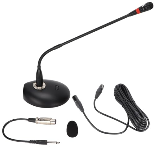 Ouitble Microphone à condensateur à col de Cygne Microphone d'ordinateur Professionnel avec réduction du Bruit Microphone de Bureau à col de Cygne réglable à 360 ° pour l'enregistr