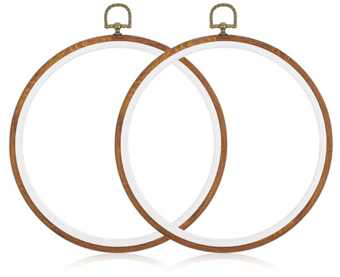 Lot de 2 cercles à broder ronds de 21 cm - Cadre à broder en bois - Anneaux de point de croix pour bricolage, couture, broderie, point de croix