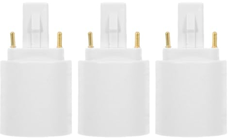 NUSITOU Adattatore per Base Lampadina da G24d a E27 2 Pin, 3 Pezzi, Materiale in Rame Nichelato e Pbt Ignifugo, Sicuro e Affidabile per Ufficio e Casa