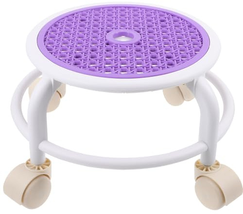 DOITOOL Petit Tabouret Roulant Rond en Plastique à roulettes Pivotantes | Usage Maison et Salon D’ongles, Facile à Déplacer, Repose-pieds Bas pour Pédicure