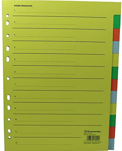 Soe Registre 1523 Rck 12 Teilig Couleurs Assorties Intercalaires Classeur