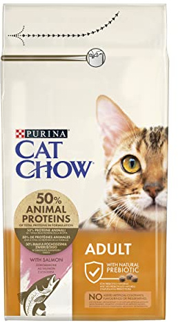 Purina Cat Chow – Nourriture sèche pour Chats Adultes, Rica en Saumon
