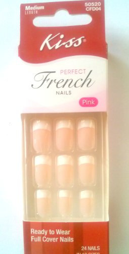 Kiss Perfect French Nails Pink Medium Length CFD04