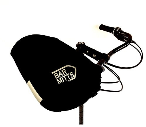 Bar Mitts Attachable Black Bicycle Pogies fits Townie, Dutch & Mustache Style Handlebars | Waterproof | Easy Installation | Open Access | Safety Reflection Logo