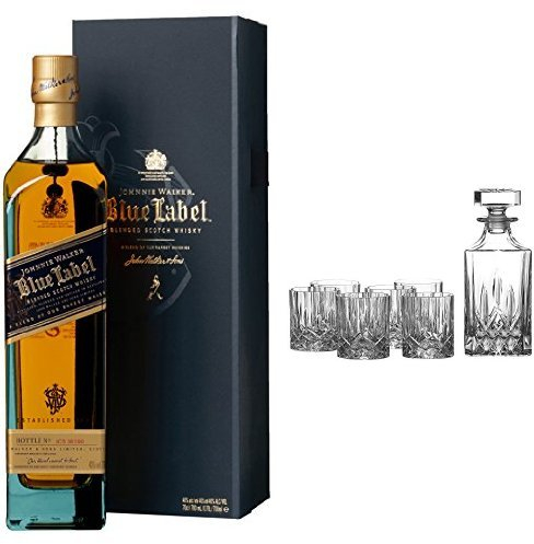 Johnnie Walker Blue Label Blended Scotch Whisky and Royal Doulton Crystal Decanter Seasons Set, 1 x 700ml