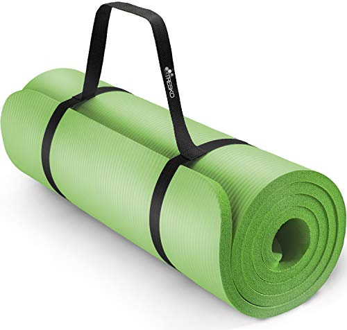TRESKO Yogamatte Phthalatfrei - Gymnastikmatte rutschfest, Pilatesmatte Fitnessmatte mit Tragegurt, 185x60 & 190x100 cm (Hellgrün, 190 x 100 x 1,5 cm)
