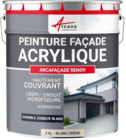 ARCANE INDUSTRIES Pintura Acrílica para Fachada y Crépi 2.5 L Blanco Crema