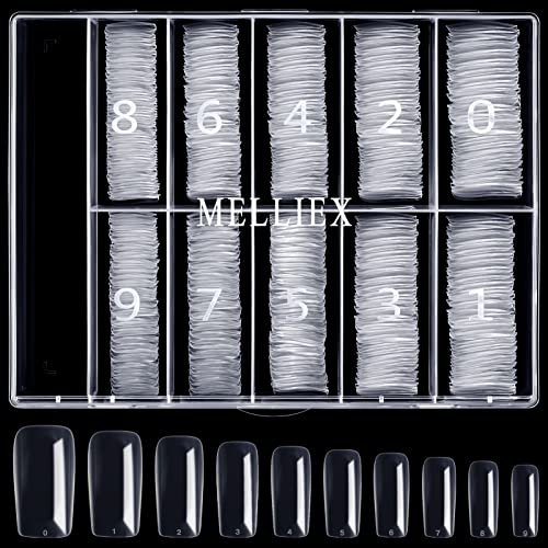 500 Stück Acryl Kunstnägel, Falsche Kunst Nageltips Künstliche Nägel Fake Fingernägel Transparent Nail Tips für Damen Gelnägel