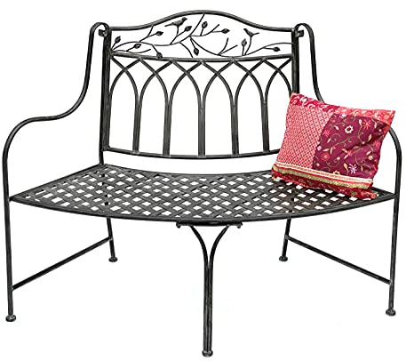DanDiBo Gartenbank Wetterfest Halbrund aus Metall Braun 96002 125 cm Bank Metallbank Sitzbank Garten