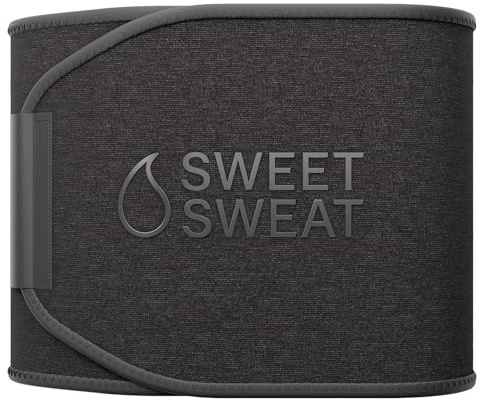 Sports Research Sweet Sweat Waist Trimmer (Core Series) - Premium Sweat Enhancing Fitness Band for Women & Men - Adjustable Fit · Latex-Free Neoprene - Matte Black, Small