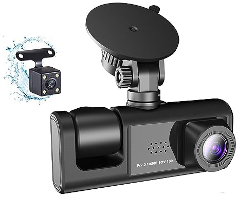 Shkalacar 3 Kameras 1080P Dashcam Auto, kabellos WiFi dashcam Auto vorne hinten mit 170° Weitwinkelobjektiv, Nachtsicht, Parkmonitor und Zeitraffer-Videofunktion, Dashboard Kamera für Fahrzeug