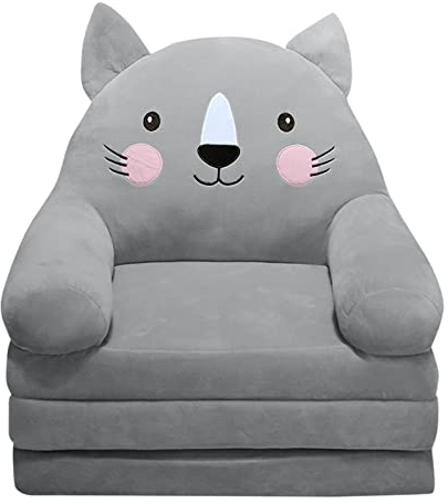 Briskorry Plüsch Faltbare Kindersofa Abdeckung, Rückenlehne Sessel 2 in 1 Kindersofa Abdeckung, Niedlich Cartoon Faule Sofa Kinder Flip Open Sofa Bett für Wohnzimmer Schlafzimmer Ohne Futter Füller