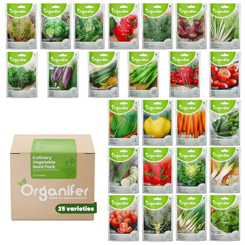 Pacchetti Di Semi Di Ortaggi - Semi Di Ortaggi - Semi Di Pomodoro - Semi Di Cetriolo - Semi Di Peperone - Semi Di Fragola - 25 Varietà Culinarie - Organifer