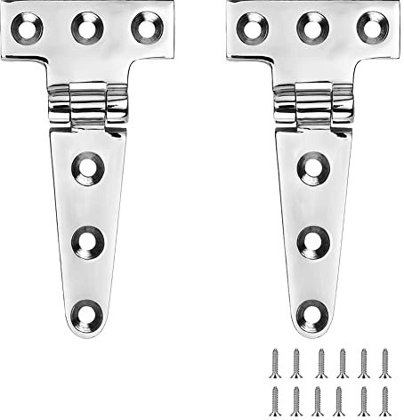 Hopbucan Charnières en T de qualité marine, 4 x 2, charnières de bateau, silencieuses, en acier inoxydable 316 résistant, avec vis (2 pièces)