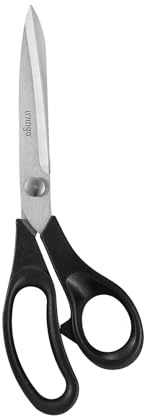 LIVINGO 9.5” Fabric Shears, Black Handle Stainless Steel Heavy Duty Sharp Bent Sewing Shears for Sewing, Quilting, Crafting Cutting Cloth, Leather, Paper