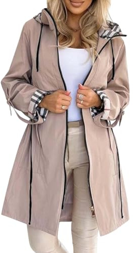 shownicer Cappotto Donna Elegante Maniche Lunghe Lungo Cappotto Trench Felpa Con Cappuccio Autunno Inverno Giacca Trenchcoat