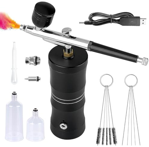 Kit Aérographe Sans Fil,Compresseur Kit Aérographe,Kit Portable Rechargeable Aérographe,Aérographe Manuel Rechargeable Pour Maquillage,Nail Art,Modelage De Tatouage,Décoration De Gâteaux,Rechargeable