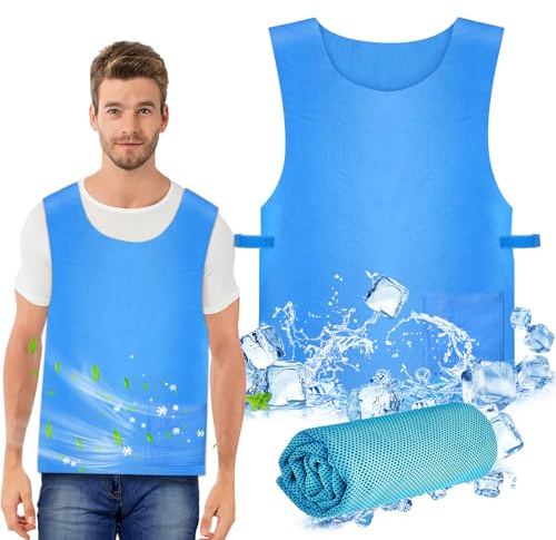 HANGGON Chaleco Hielo,Insolación refrescante Verano para Hombres y Mujeres, chaleco de enfriamiento evaporativo, para trabajo al aire libre, equitación, correr