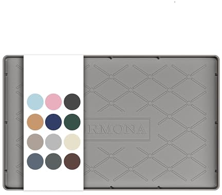 URMONA 25 B x 40 L cm Tapis sous Évier Silicone Imperméable, Protection Placards et Évier, Organiseur sous Évier, Tapis Cuisine et Salle de Bain, Tapis Fond Évier (Beige)