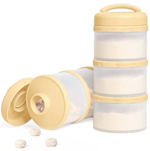 Termichy Dosificador de leche en polvo para bebé, apilable, caja de almacenamiento de leche en polvo, 2 unidades (amarillo)