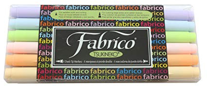Tsukineko PF-6-SORBET Dual-Ended Fabric Marker Color-Fast, Sorbet, 6-Piece Set
