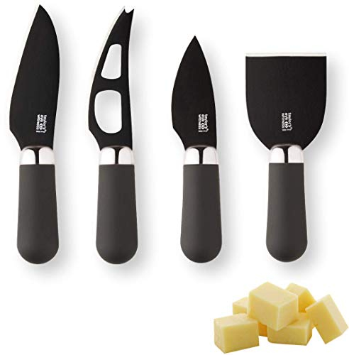 Taylors Eye Witness Chrome 4pc Cheese Knife Set - Stylish Brooklyn Range Cheese Knives Box Set. with Hard Ceramic Blades & Soft Grip Handles for Easy Control. 2 Year Guarantee.