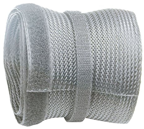 RICOO Kabelkanal flach grau Z9135G-5 500 cm x 13,5 cm Kabel Kanal mit Klettverschluss Flexibler Kabelschlauch für Kabelmanagement & Kabelführung am Schreibtisch oder TV wiederverschlußbar Kabelkanäle