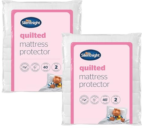 Silentnight Quilted Mattress Protectors - Pack of 2 Premium Luxury Mattress Cover Pads with Deep Elasticated Straps - Hypoallergenic and Machine Washable - Single - Twin Pack