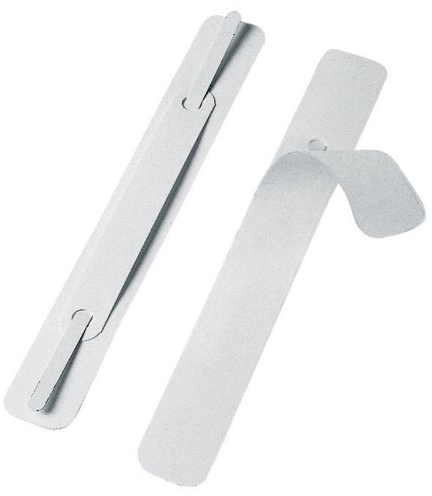 VELOFLEX 2802000 - Schnellheftermechanik 150 x 20 mm, selbstklebend, PP, Heftzunge aus Metall, 100 Stück, weiß