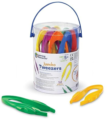 Learning Resources Jumbo Tweezers, Ages 5+, Fine Motor Skills Toy for Sorting & Counting, Preschool Science Tool, Set of 12