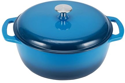 Amazon Basics Enameled Cast Iron Casserole Dutch Oven - 4 L, Blue