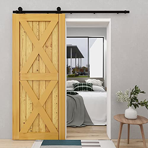 213cm/7FT Schiebetürsystem Zubehörteil Laufschiene Schiebetürbeschlag Holzschiebetür Komplettset Schiebetür Schiene Set Schwarz/sliding barn door hardware