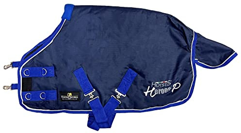 Horses, Coperta Box Invernale Pony 250 gr, di Ottima Fattura, Utile per Proteggere Il Cavallo dagli Sbalzi di Temperatura, dalla Pioggia e dagli Insetti, Blu 115 cm