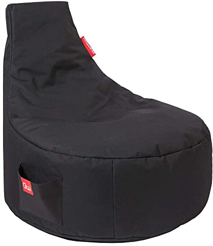 Gamewarez Alpha Black Sitzsack – Gaming-Sitzsack, Gamer-Sessel mit Rückenlehne zum Zocken, mit Seitentasche, robust und reißfest, Made in Germany (schwarz)