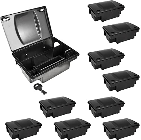 10 x Köderstation Ratten Set Köderbox Garten Mausfalle Mäuse Rattenköderbox Box Rattenköderstation Rattenfalle Kinder- Haustiersicher Koederbox Gift Petigi