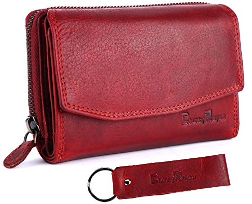 Portafoglio da Donna con portachiavi RFID Vera Pelle Alta Qualità Vintage