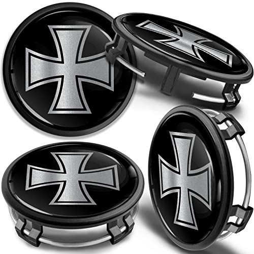 SkinoEu Kompatibel mit Nabendeckel Mercedes Benz 75mm Felgendeckel Nabenkappen Radnabendeckel Nabendeckung Radkappen B66470207 / B66470200 Alufelgen Deckel Schwarz Silber CMZ 8