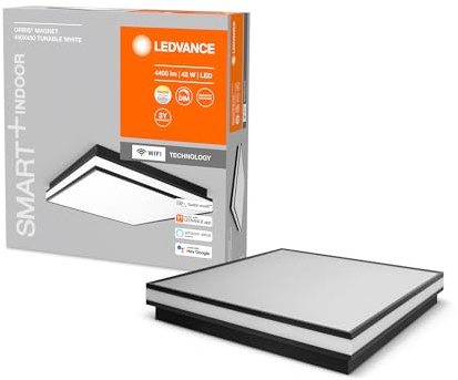 LEDVANCE ORBIS MAGNET SMART+ Wi-Fi 45x45cm, dimmbare LED Deckenleuchte für den Innenbereich, 42W, Farbtemperatur 3000-6500K, 4200 Lumen, Design-Lampe mit innovativem Magnetrahmen, schwarz