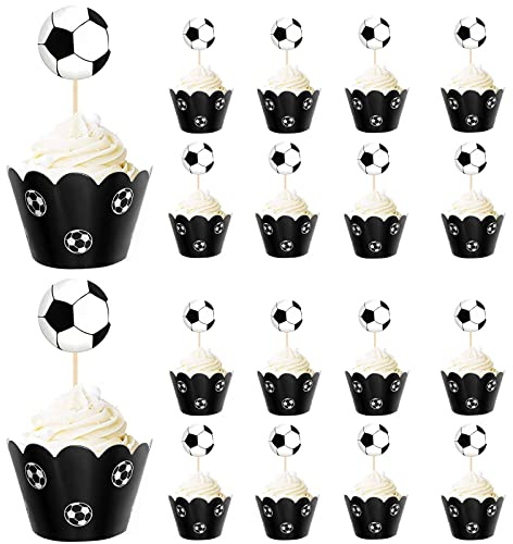 ZHIQIN 36 Pcs Decoration Gateau Foot Football Garçon Cake Topper Décoration Happy Birthday Cupcake Topper Football Topper pour Baby Boy, Fête de Football, Décoration de Fête Sport