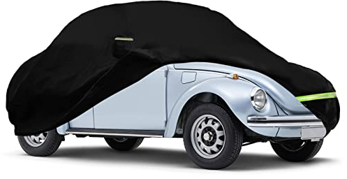 Autoabdeckung Vollgarage Ersatz für VW Beetle 1960-1980, 300D Allwetter Reflektierende Autoabdeckung mit Reißverschluss und Winddichtem Gurt, Für Alle Jahreszeiten Geeignet