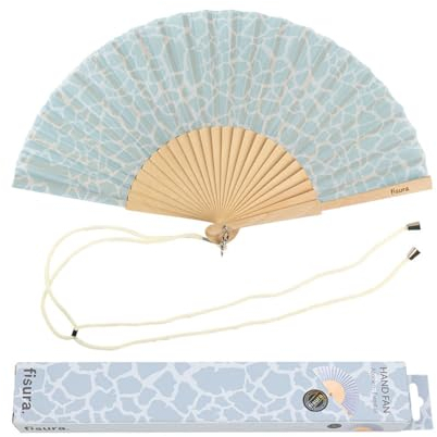 FISURA - Origineller Handfächer mit Eiscreme-Aufdruck. Moderner Fächer aus Holz. Fächer für Kinder. Rosa Fächer. Maße: 42,5 x 23 cm. Materialien: Holz und Textil.