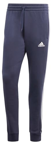 adidas Herren Essentials Fleece 3-Stripes Tapered Cuff Pants, Legend Ink, M Short