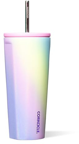 Corkcicle - Insulated Tumbler with Lid and Straw, Rainbow Unicorn, 24 oz, Reusable Water Bottle Keeps Drinks Cold for 12 Hours, Hot 5 Hours, Cup Holder Friendly Tumbler and