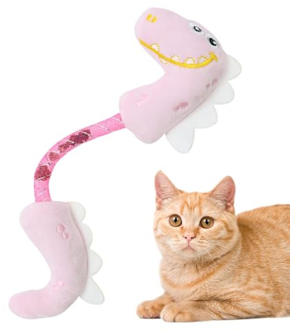 Kattbitande leksak – vår dinosauriedesign katt tuggpinnar för tänder – bitbeständig mjuk katt tandsprickningsleksak, kattunge slipar tänder docka