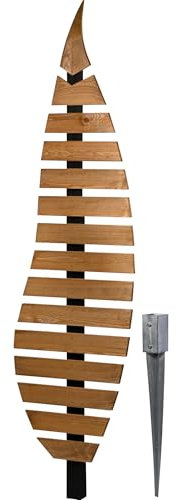 dobar® Green Label Rankhilfe Abstractus in Blattform zweifarbig aus Holz - Rankgerüst stehend mit Pfahl für Garten - Pflanzstütze für Kletterpflanzen